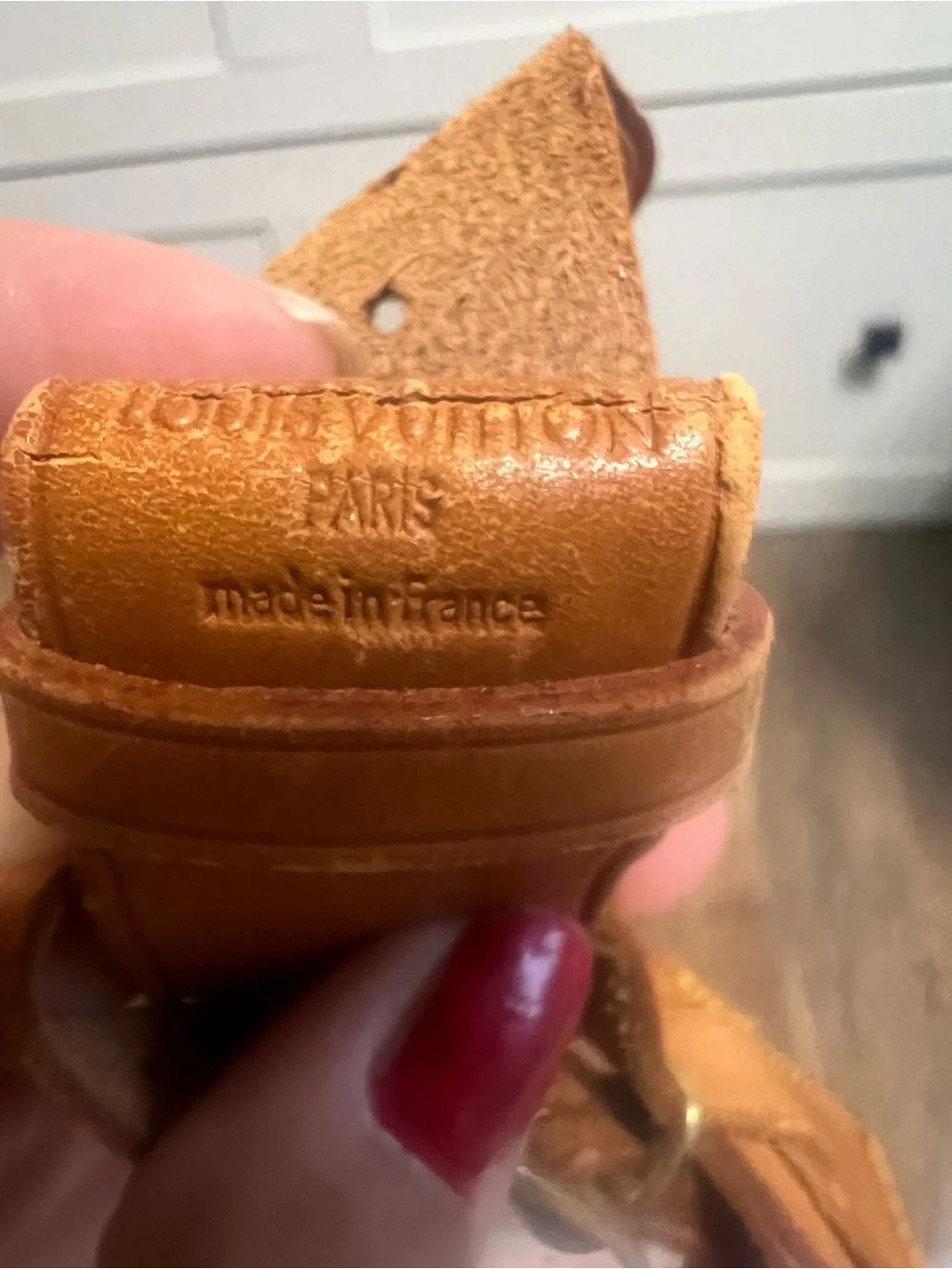 Louis Vuitton Brown/Tan Leather Luggage Tag with Buckle Strap